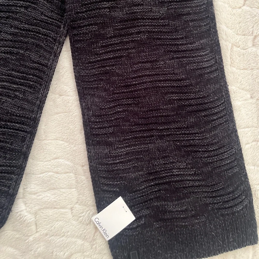 Calvin Klein Mens Black Knit Textured Fall Rectangle Scarf One Size